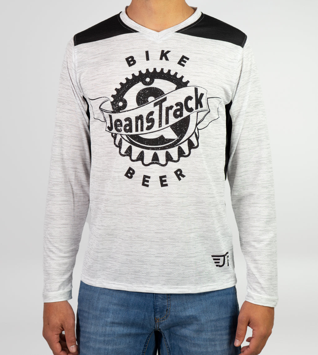Bike&Beer white technical (MTB) long sleeve T-shirt