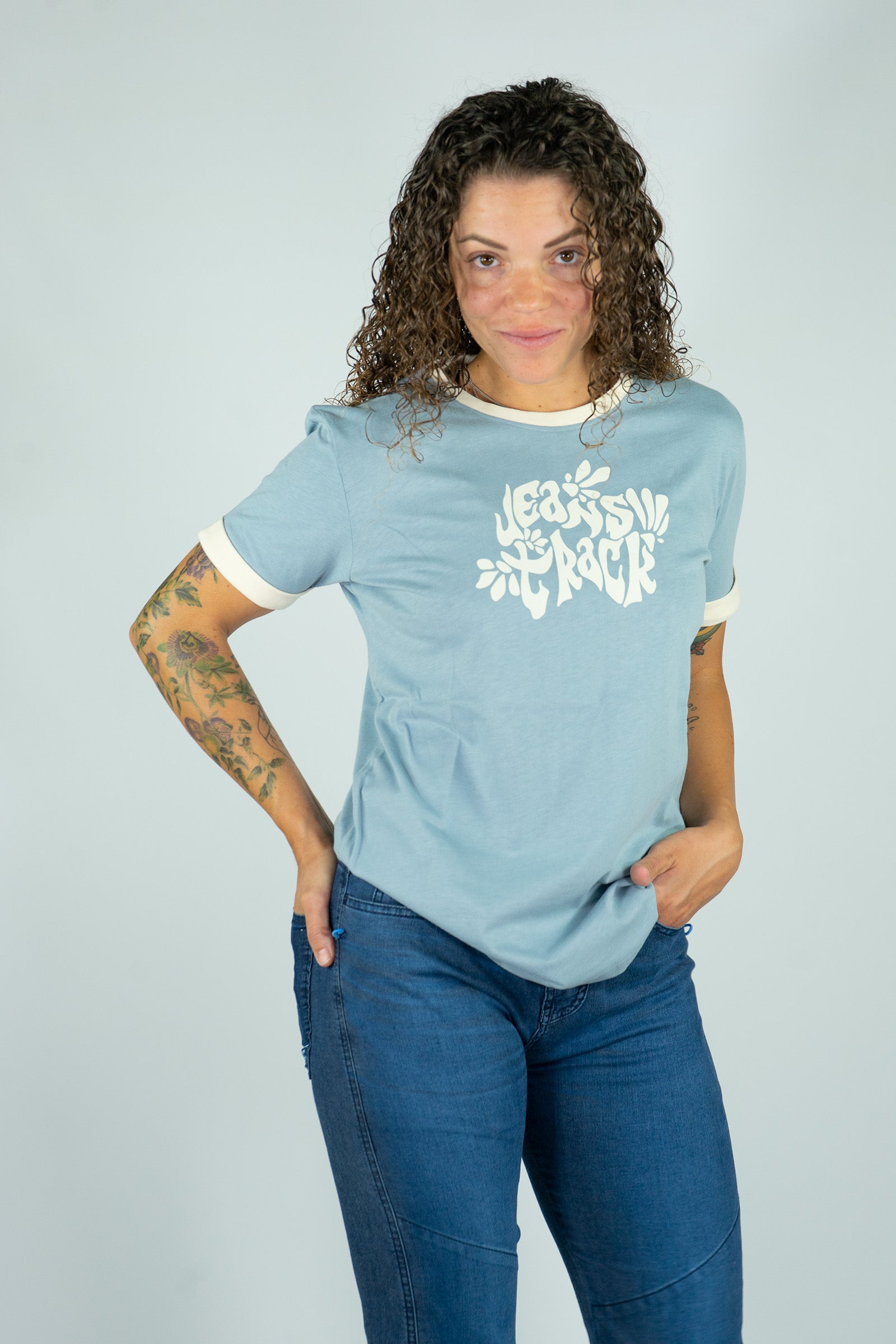 Camiseta Algodón Orgánico Ringer Blue Mujer