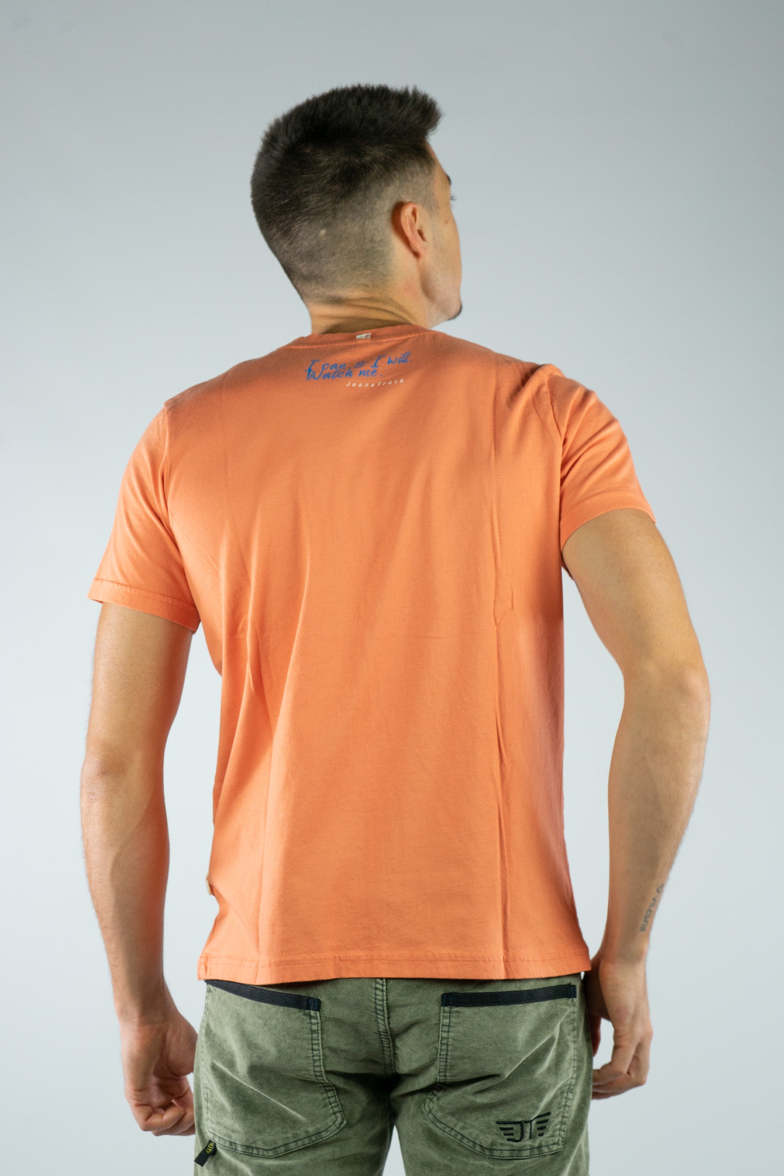 T-shirt in cotone biologico color salmone al tramonto